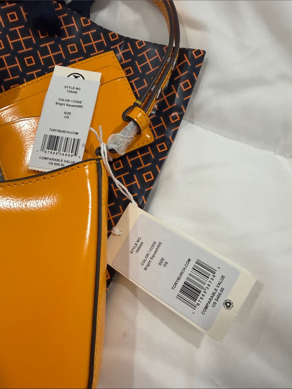 Tory Burch Handbag + Wallet + Card Case In Bright Squash - New - Picture 11 of 14